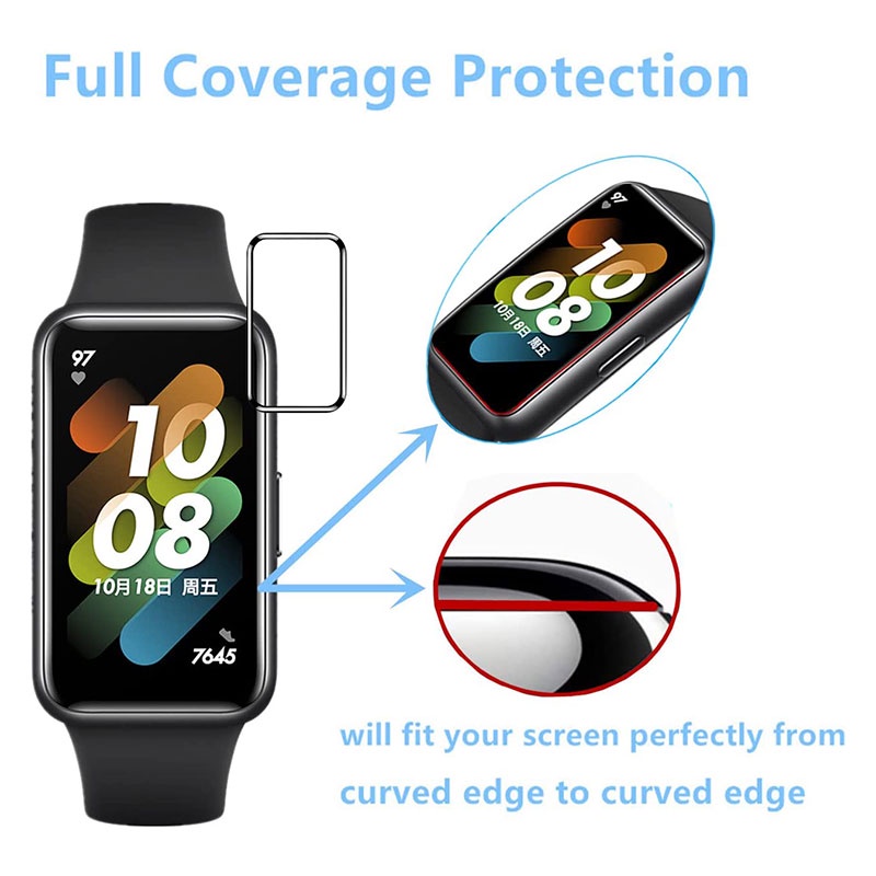 3D PMMA Film for Huawei Band 10 / Pelindung Layar for HUAWEI Band 9 / 8/7 Anti Gores Screen Protector 3D PMMA Film for Full Screen Cover List Hitam
