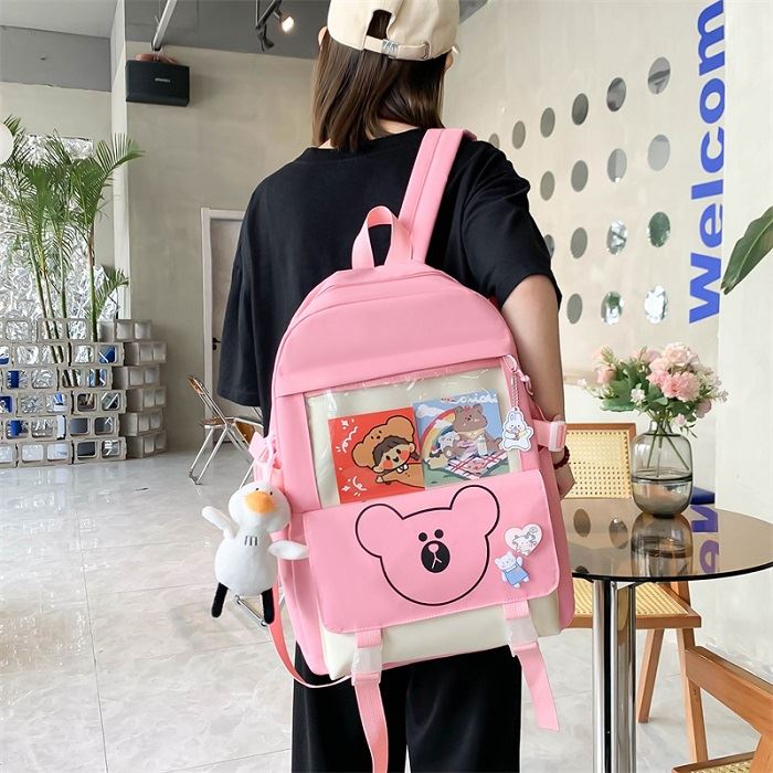 BJ212471 (5IN1) - BLACK/BLUE/GREEN/PINK/PURPLE - TAS RANSEL SEKOLAH WANITA FASHION KOREA CHINA IMPORT MODIS ELEGAN TERMURAH TERLARIS TERBARU BAGSTORE JAKARTA TAS BATAM JT12471