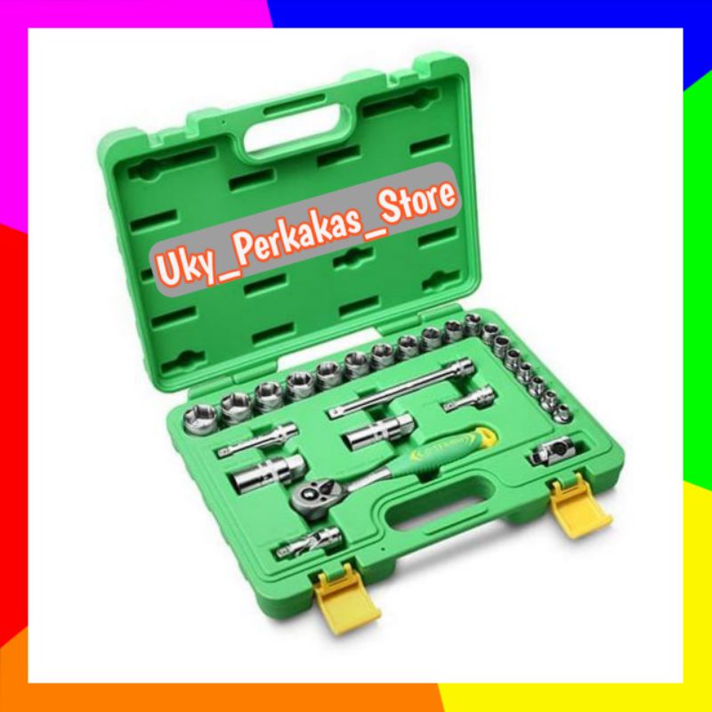 KUNCI SOK TEKIRO 3/8" SOCKET SET PLASTIK 26 PCS / KUNCI SOK 1 SET 26 PCS
