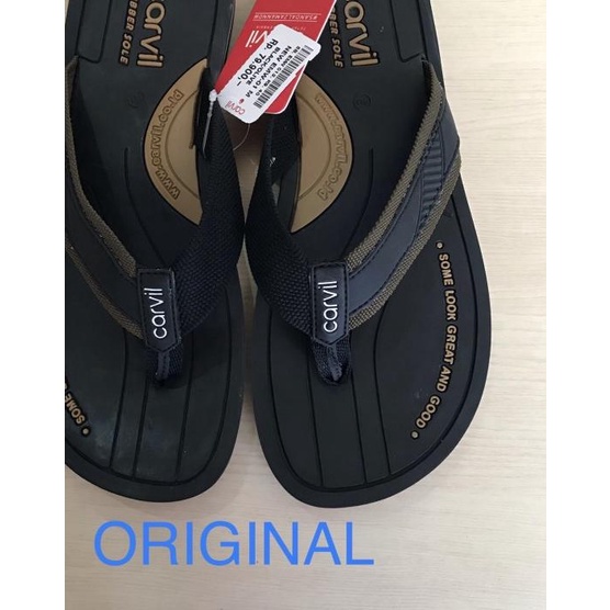 Sendal Jepit Cowok Carvil Original Sandal Japit Pria Carvil EMW - Cokelat, 43