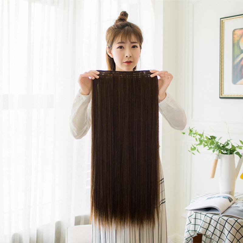 COD❤️Wig Rambut Wanita Ikat Hair Extension Hairclip Korea lima klip rambut lurus panjang potongan wig serat kimia potongan