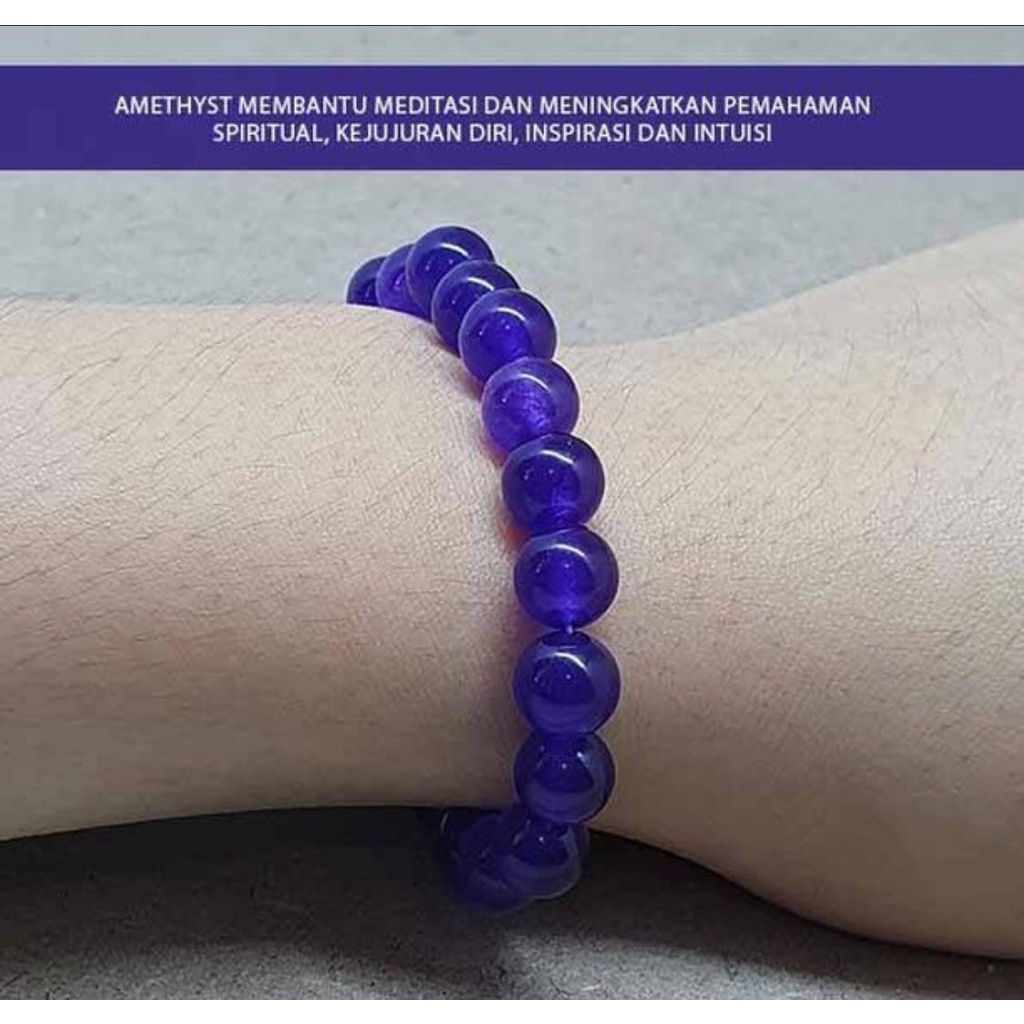 Gelang Batu Giok Grape AMETHYST Gelang Pria Wanita Terlaris  Original Natural Etnik Unik untuk Pria Wanita