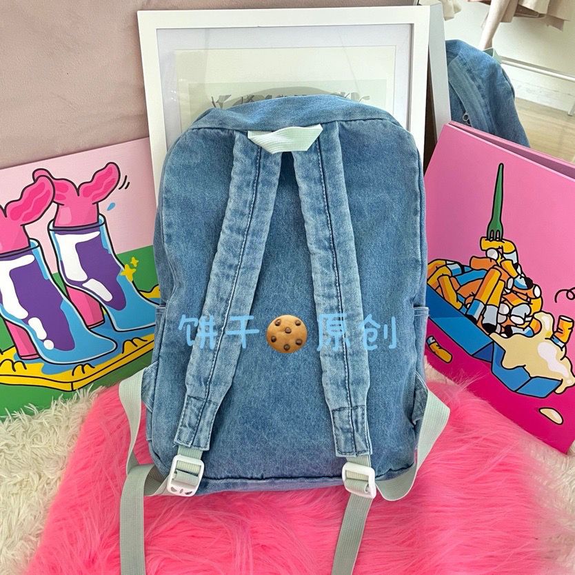 Sera Asli Y2K Cute Hello Kitty Kapasitas Besar Jahitan Denim Bumi Keren In Hot Gadis Single Bahu Ransel Wild High Street