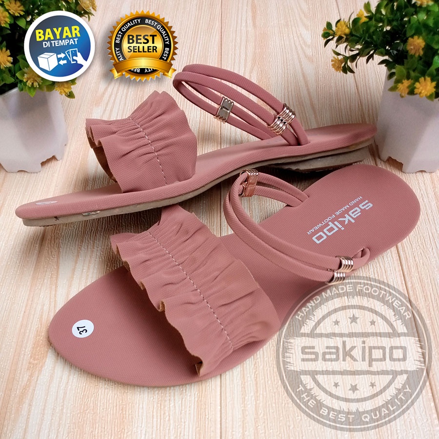 PROMO BIG SALE 12.12 !! SANDAL WANITA DEWASA SLOP KERUT TALI BELAKANG CANTIK NYAMAN DIPAKAI / SANDAL REMAJA SLOP KERUT LED TRENDI KEKINIAN MURAH LEMBUT DI KAKI / SAKIP0