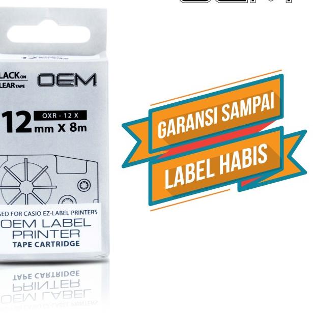 OEM TAPE EZ LABEL CASIO 12MM BLACK INK CLEAR (OXR-12X)