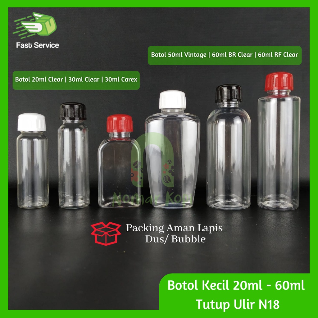 Botol Plastik 60ml Fliptop PET Clear Kosmetik Toner Hand Sanitizer Sabun