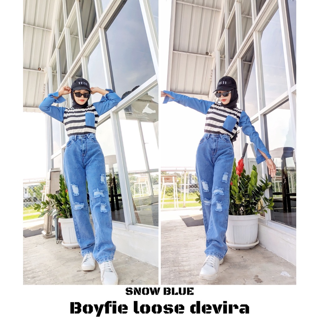 YAOSHI- Celana Jeans Wanita Pinggang Tinggi Devira Boyfie Loose Devira Premium SIZE 27-34