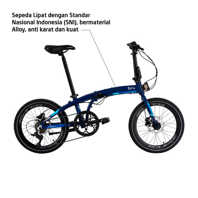 Element Sepeda Lipat Ecosmo 8 Speed Biru