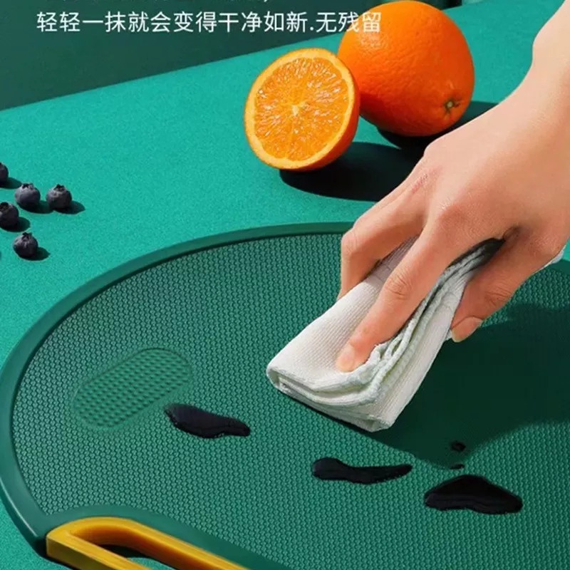 TALENAN Bulat 2 in 1 dan Parutan Minimalis Bahan Plastik Anti Jamur Anti Bakteri CUTTING BOARD GREEN / Talenan PE Anti Jamur