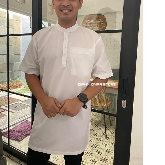 BAJU KOKO | KOKO PAKISTAN | GAMIS PAKISTAN PREMIUM MERK HIJRAH - Putih, L