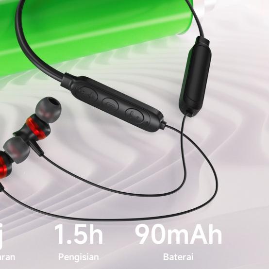 TACOO Sports Headset Bluetooth Drainage Neckband Sport Earphone - Merah