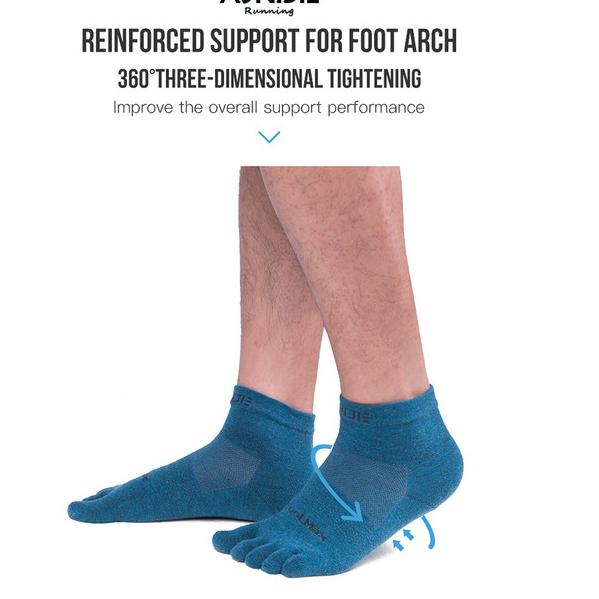 Aonijie E4109S Running Toe Socks - Kaos kaki Jari Lari Sepeda - GRAY - S