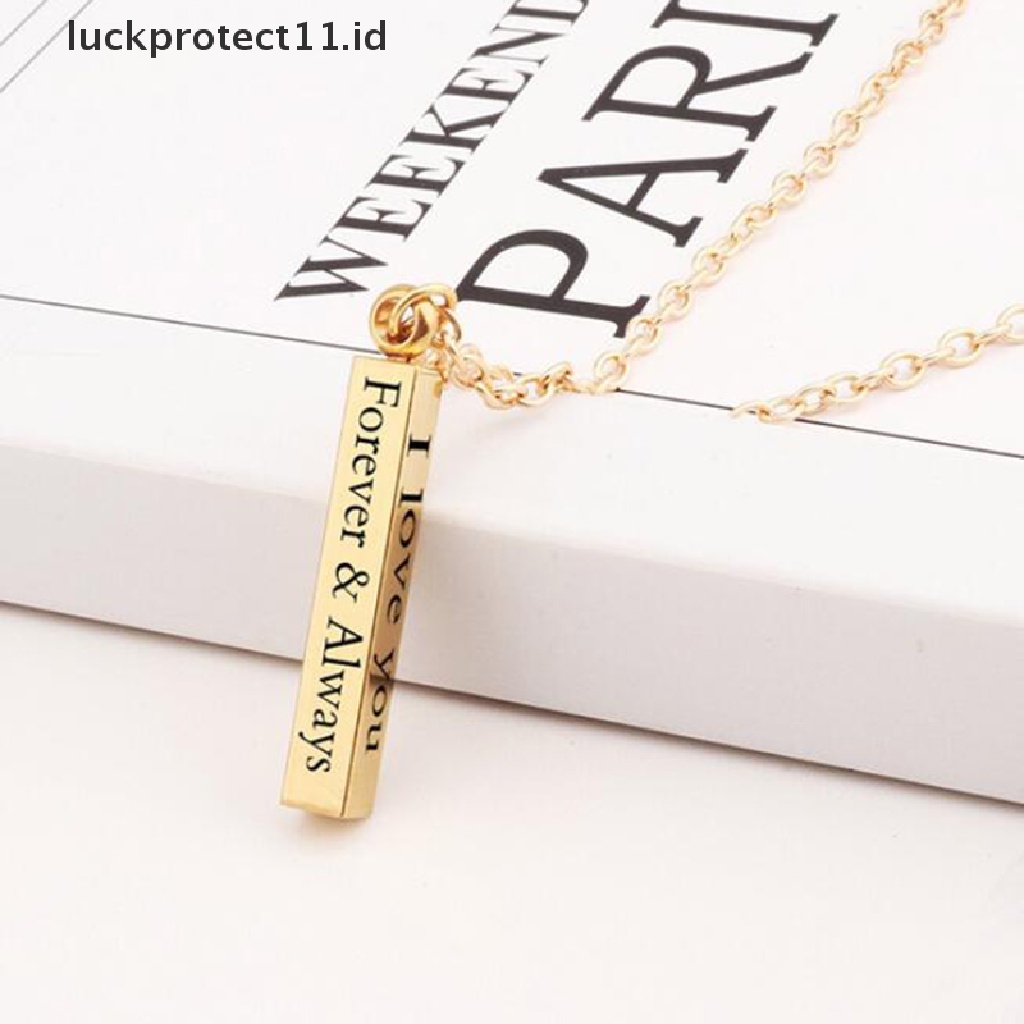 Kalung Liontin Bahan Stainless Steel Desain Tulisan I Love You Untuk Pasangan