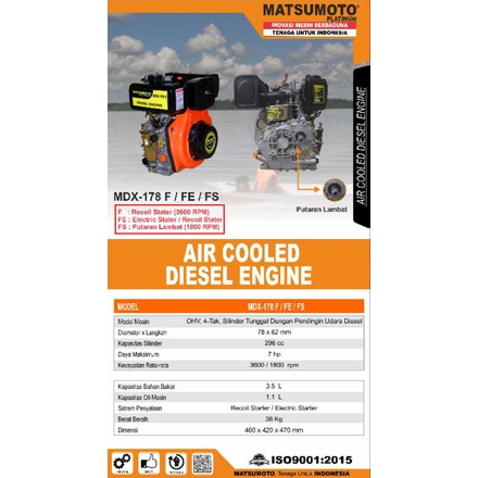 Mesin Engine Diesel Solar 7PK Matsumoto MDX 178 F