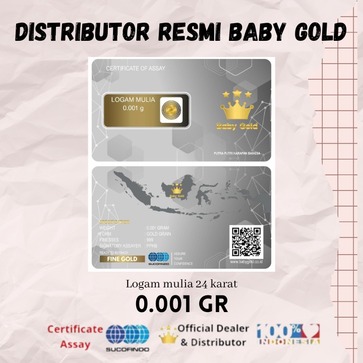 BABY GOLD 0.001 gr logam mulia 24 karat bisa tukar antam