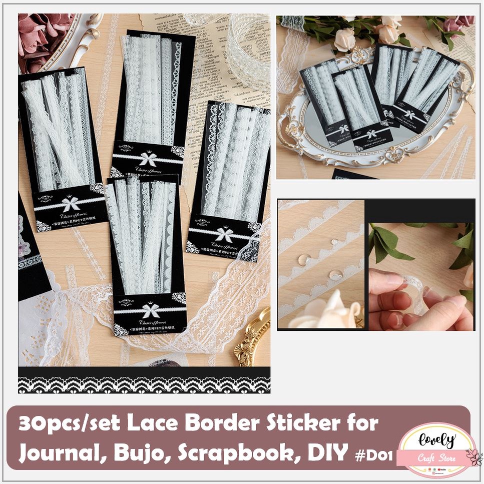 

LovelyCraftStore | D01 ~ 30pcs/set PET Sticker Deco Sticker bullet Journal Diary Lace Border Sticker bujo scrapbook DIY decoration sticker