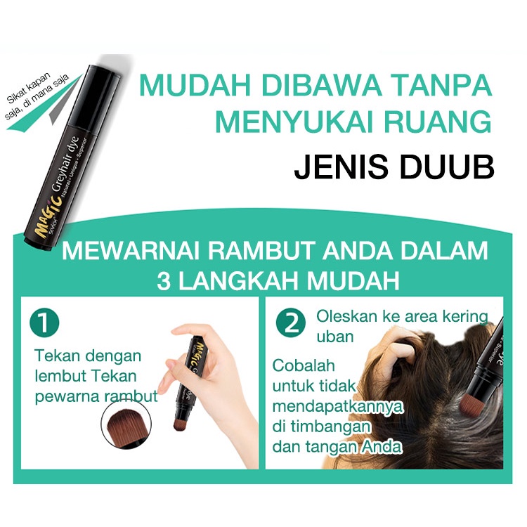 Sevich Pen Warna Rambut Pen Tanpa Air Berus Warna Rambut Temporan Menutupi Rambut Putih 20ml