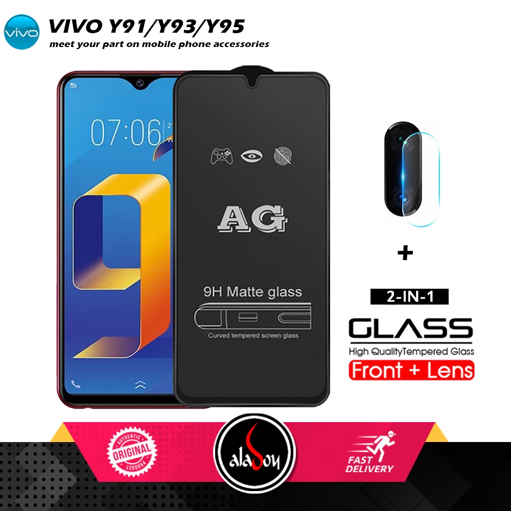 Vivo Y91/Y93/Y95 PAKET 2IN1 Tempered Glass Matte Anti Glare Full Layar dan Tempered Glass Kamera