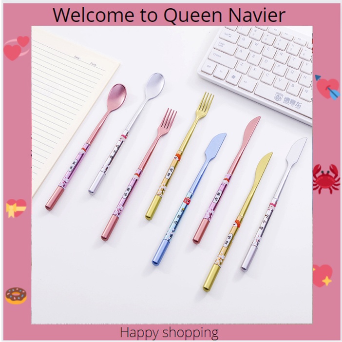 

QN - Pulpen gel sendok garpu lucu Pen korea