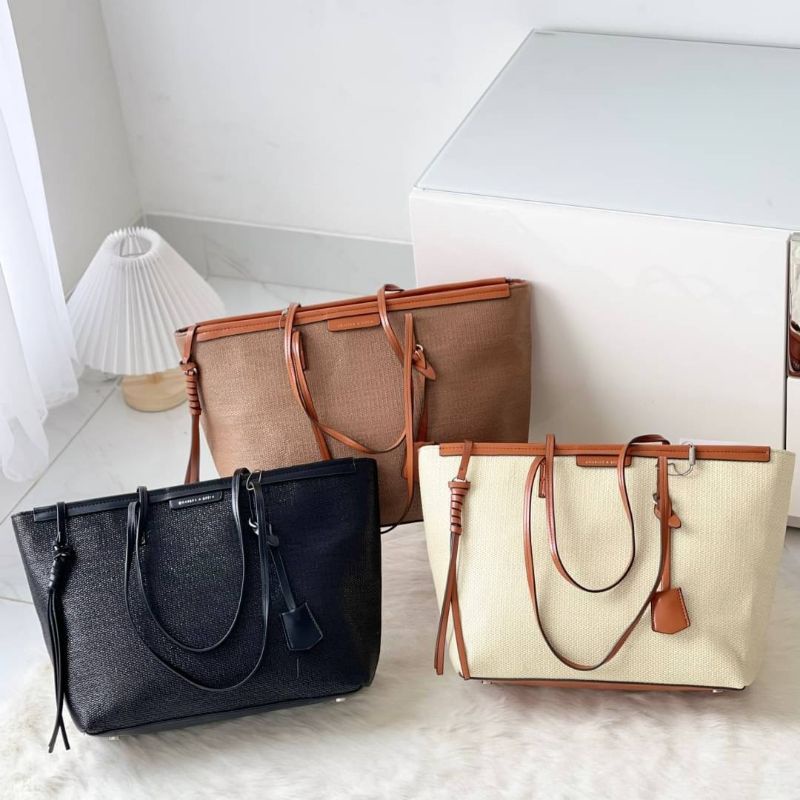 Tas Tote Import Wanita CK Canvas Textured Tote Bag 228