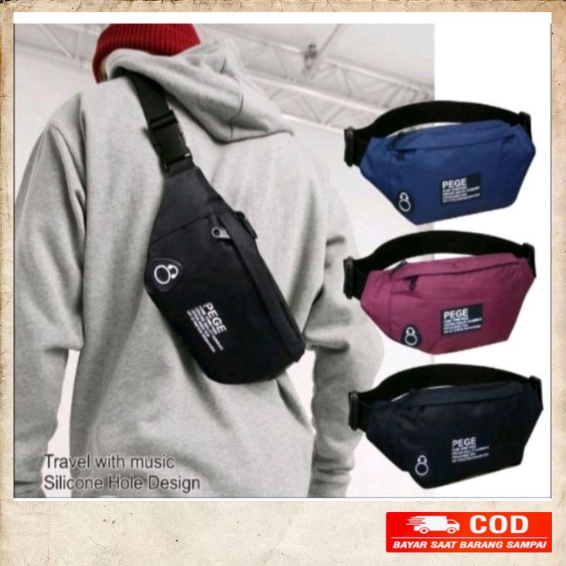 tas selempang waistbag pria slempang pege bahu cowok slingbag keren