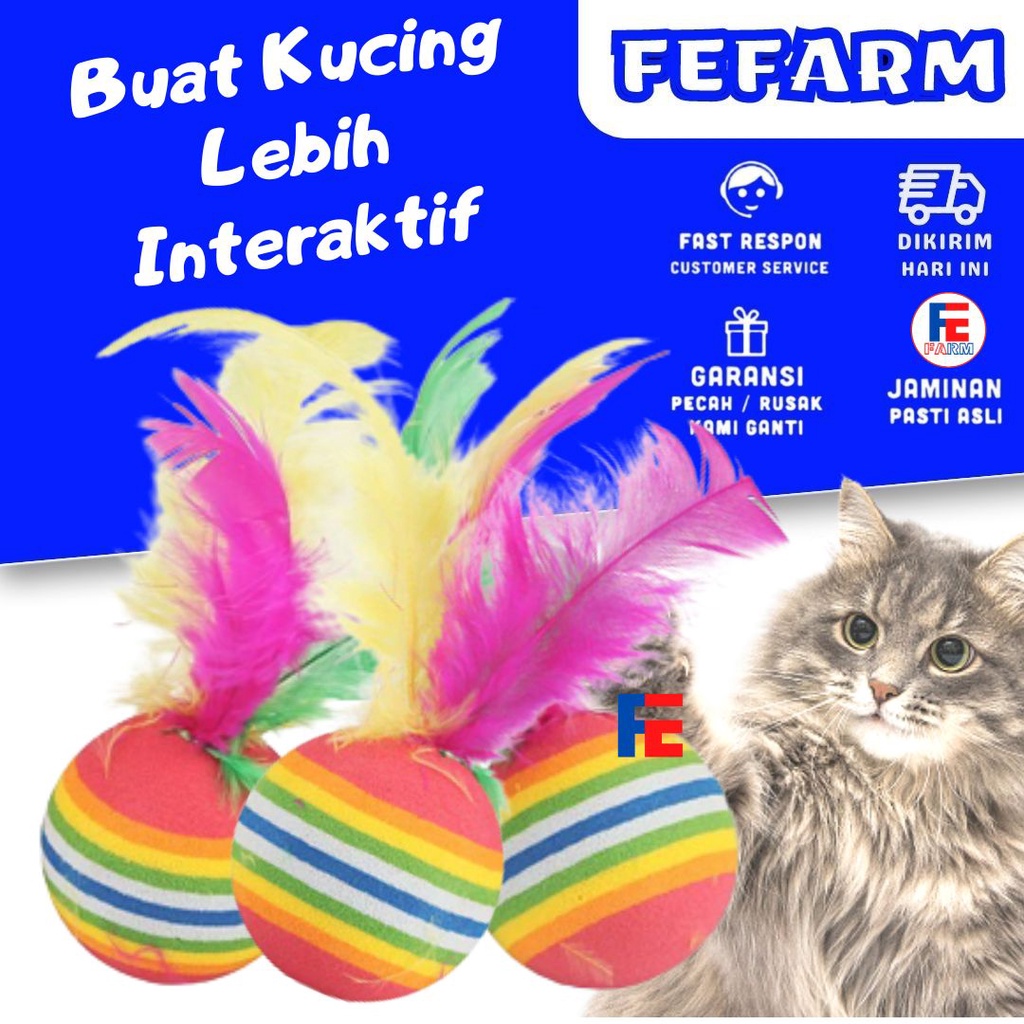 Mainan Bola Bulu Kucing Anjing FEFARM