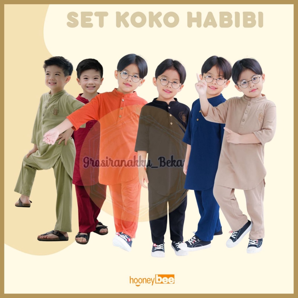 Setelan Koko Anak Habibi Junior Hooneybee Mix Warna Size 2-10 TAHUN