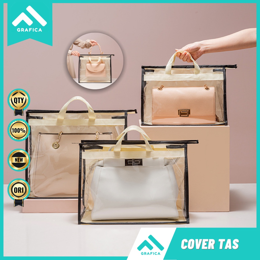 COVER BOX SARUNG TEMPAT PENYIMPANAN TAS ANTI DEBU KOTORAN TRANSPARAN COVER PELINDUNG RAK GANTUNGAN L
