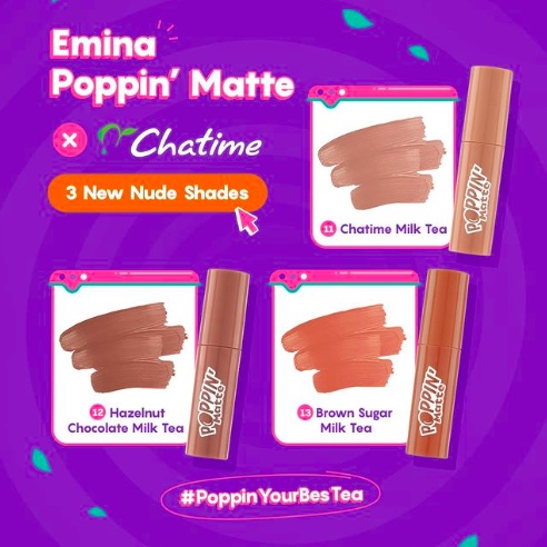 Emina Poppin Matte Lip Cream | 90s Edition x Chatime