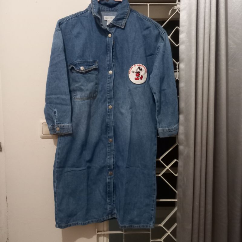 ZARA denim tunic mickry mouse disney dress preloved