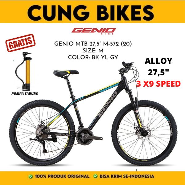 Sepeda gunung MTB 27.5 Inch Genio M 572 Frame Alloy Inner 3 x 9 Speed