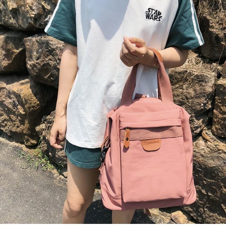 ☍Seraser Schoolbag Wanita Versi Korea dari Siswa SMA Kasual Sederhana Hutan Bf Vintage Nylon Kanvas Ransel