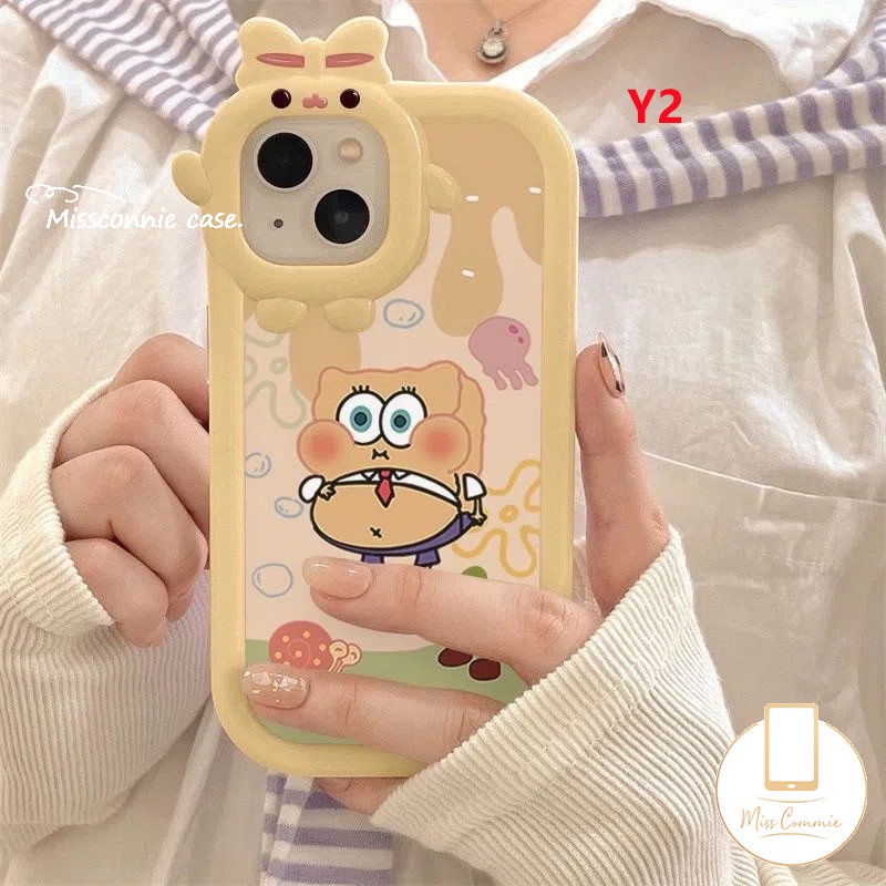 Redmi A1 A1 A1+ 9 10 9C 9T 10A 9A 10C 9C NFC Note11 10 9 8 11Pro+PO CO M3 Pro X3 NFC Pro Kartun Soft TPU 3D Bow-knot Monster Kecil Es Krim SpongeBob Patrick Star Lucu Sarung Belakang