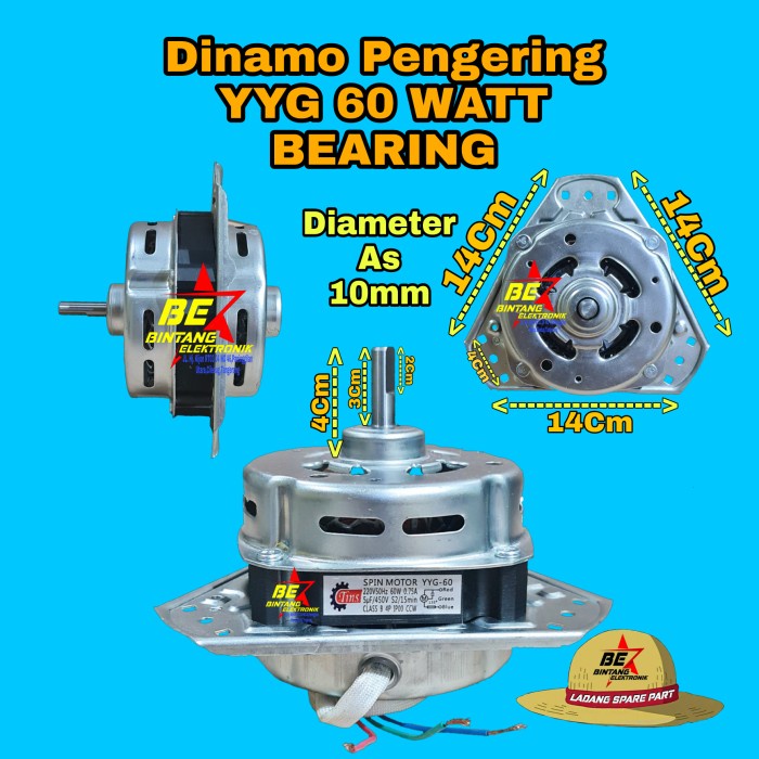 DINAMO PENGERING KAKI 3 BEARING DINAMO SPIN MESIN CUCI DENPOO YYG 60