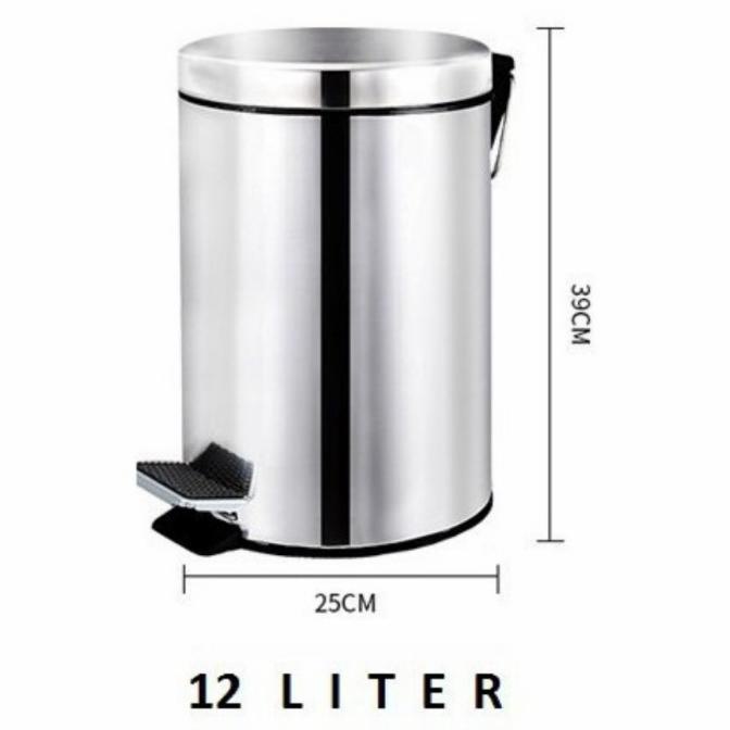 tempat sampah stainless 12 liter / tong sampah injak stainless 5 liter barang ready terus