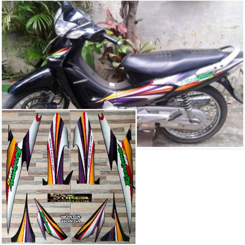 striping original Honda karisma 125D hitam tahun 2003 2004