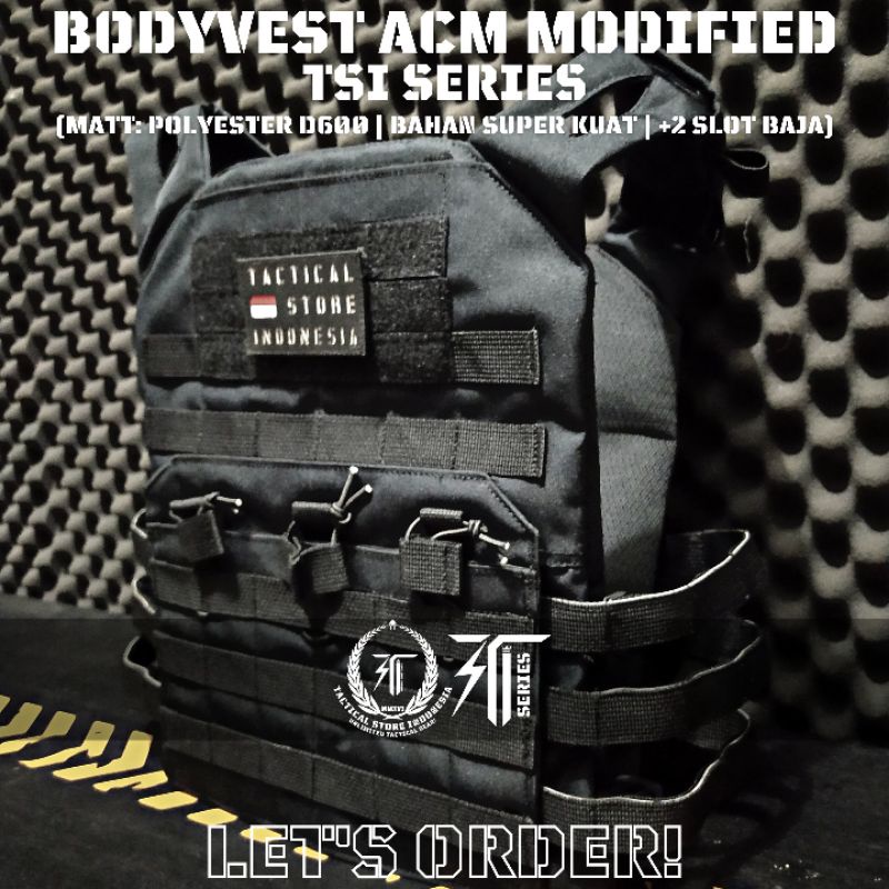 Body Vest ACM Modified - Bodyvest Tactical Hitam Hijau Loreng TSI Series