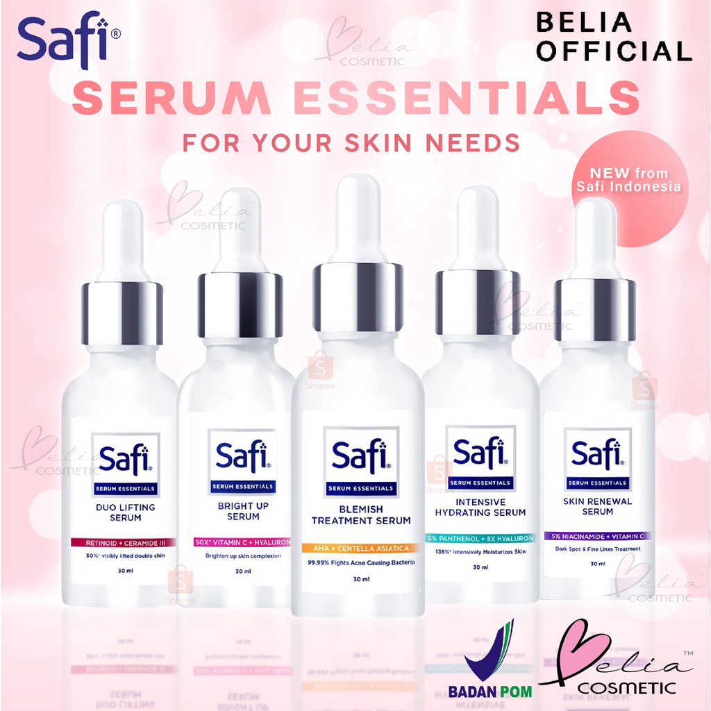❤ BELIA ❤ Safi Serum Essentials Series 30ml | Blemish Treatment Serum AHA Centella Asiatica | Duo Lifting Serum Retinoid | Intensive Hydrating Serum | Bright Up Serum Vitamin C | BPOM