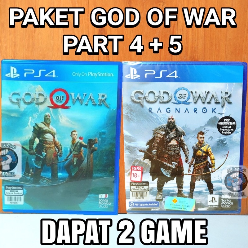 Paket God of War 4 dan 5 Ragnarok PS4 Kaset God of war 4 + 5 Bundle Bundling CD BD Game Games godofwar raknarok rak narok rag kratos atreus iii remastered playstation 4 5 ps5 ps4