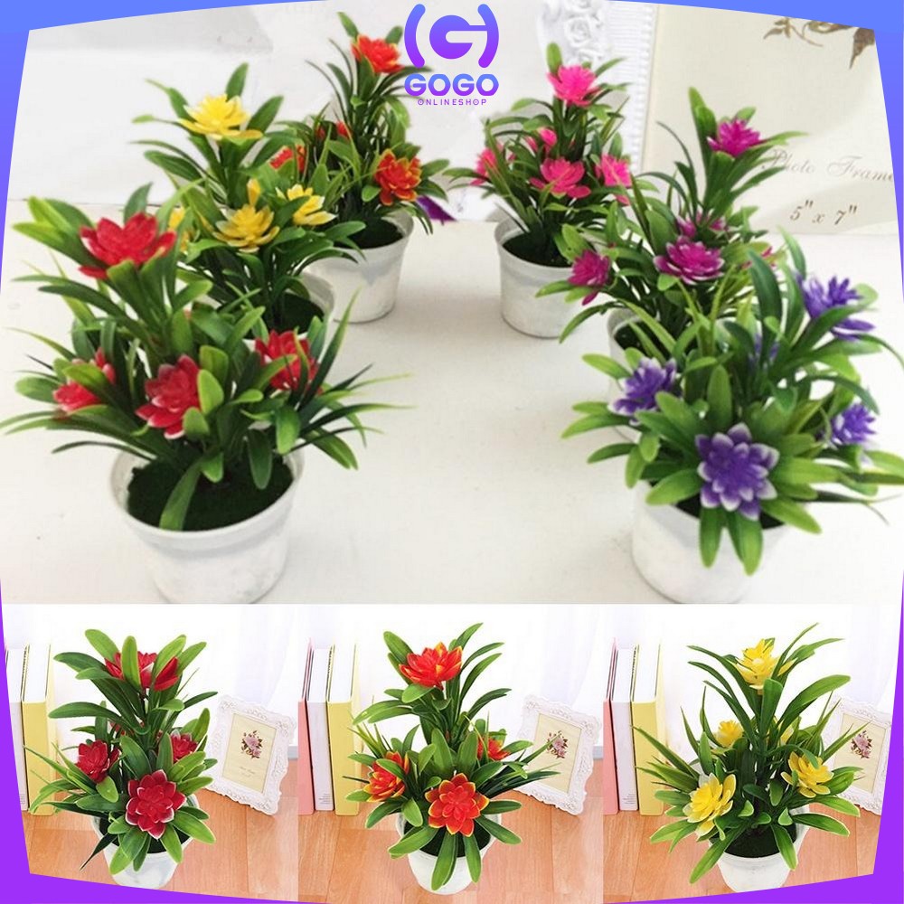 GOGO-C83-87 Ornamen Pot Bonsai Dekorasi Rumah / Meja Pajangan Bunga Hias Plastik Artificial Flower