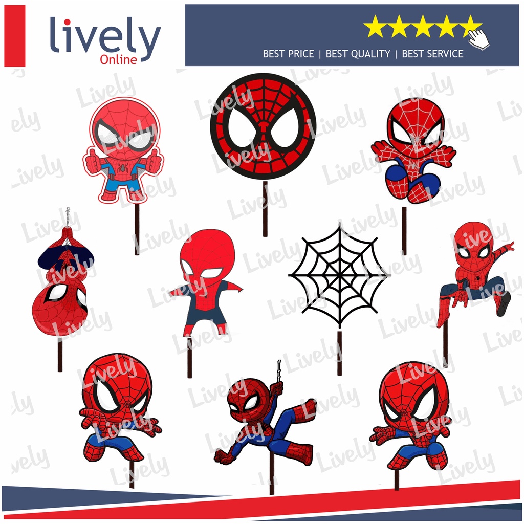 10 pcs Topper Hiasan Cupcake BABY SPIDERMAN