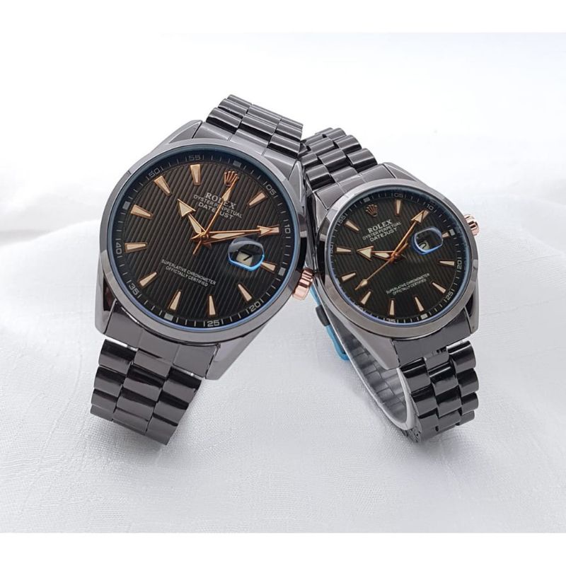 Jam Tangan Rolexxx Pria Wanita Couple Fitur TANGGAL Aktif Tahan Air Strap Rantai Stainlees Steel  Qusr Analog Jam Tangan Kasual Pria SPORT / Jam Tangan Kasual Wanita ANTI Air  Bisa Satuan Jam Tangan Cowok/Cewek Water Resistant