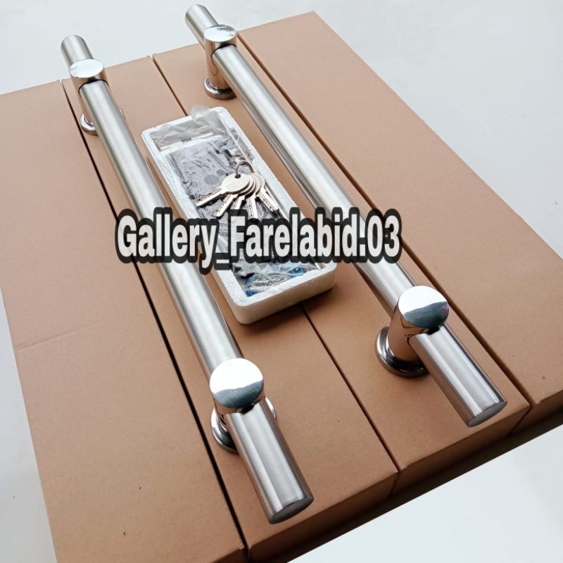 Handle Pintu Rumah Stainless Steel Bulat 80 Cm Set Body Kunci Tarikan Pintu Rumah Minimalis 60 Cm Bodi Pelor Gagang Pintu Rumah Utama 45 Cm Pegangan Pintu Kupu Tarung Modern