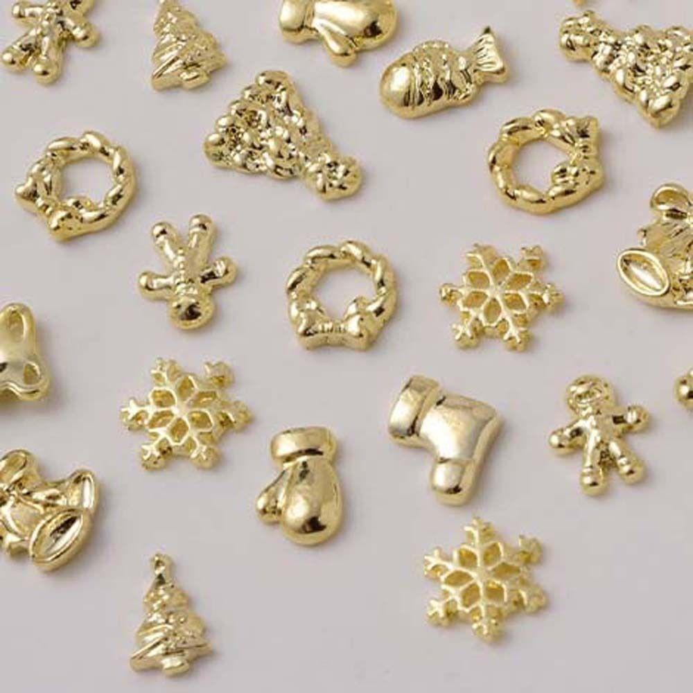 AUGUSTINA Agustinina Natal Dekorasi Nail Art Lonceng Fashion Elk Manicure Aksesoris Hiasan Kuku Perhiasan Kuku 3D