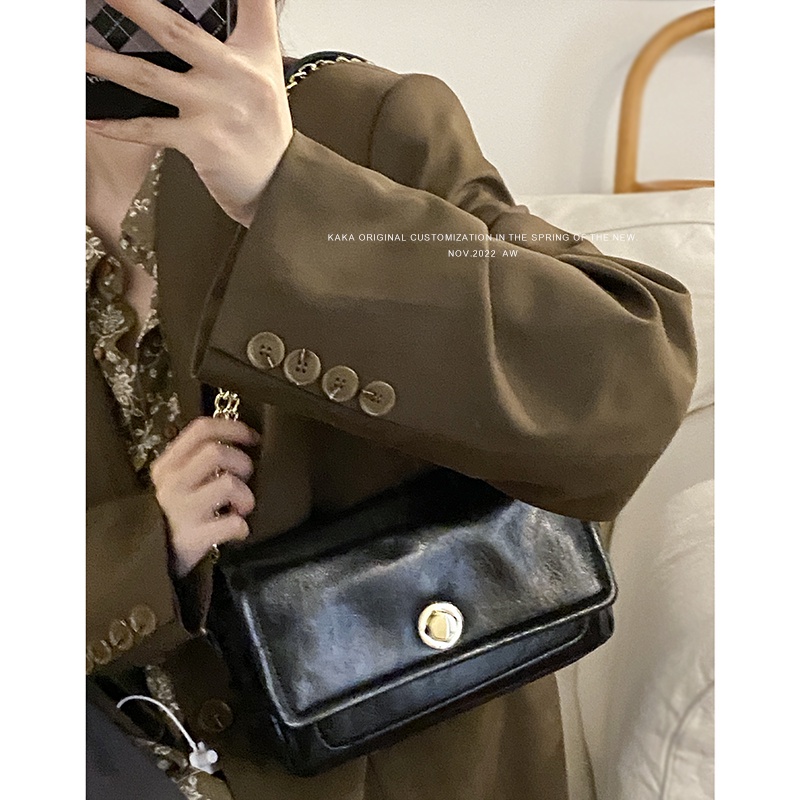 Suhao all-match ins chain bag female 2022 fashion trendi baru retro small square bag niche texture tas messenger bahu tunggal