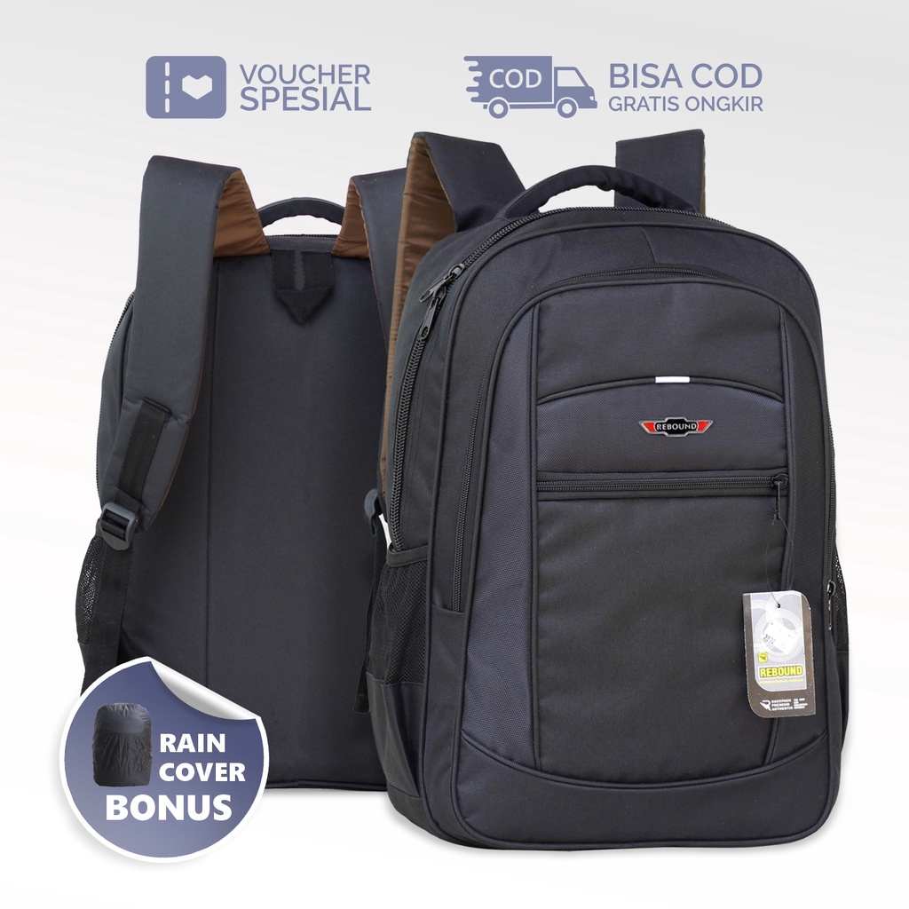 Backpack Laki-Laki SMP SMA Tas Punggung Cowok Multifungsi Rebound Resleting Atas Hitam Keren Bagus Berkualitas