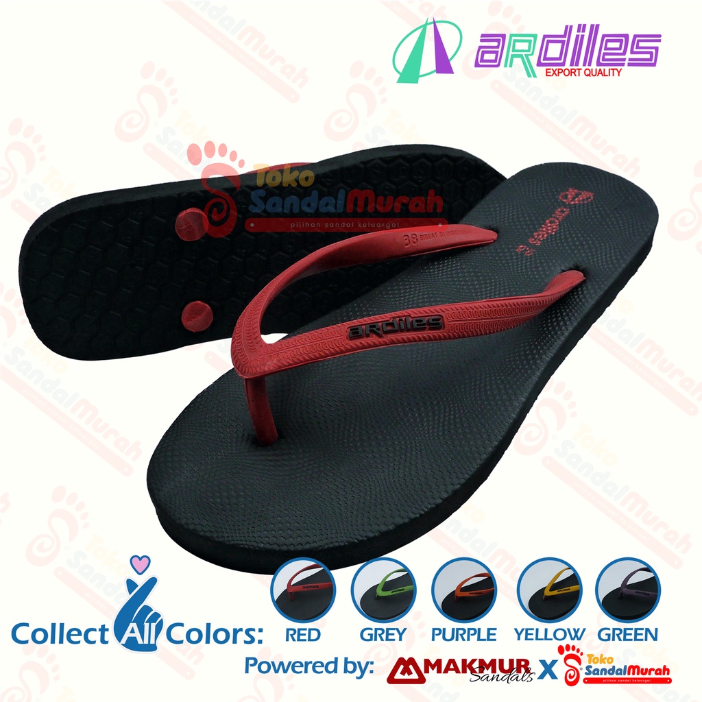 Toko Sendal Murah - Sandal Japit Karet Ardiles Perempuan / Sandal Japit Black Pink / Sandal Japit Hitam Aksen Warna [Toko Sendal Murah LDS 07 Ardiles Black Pink]