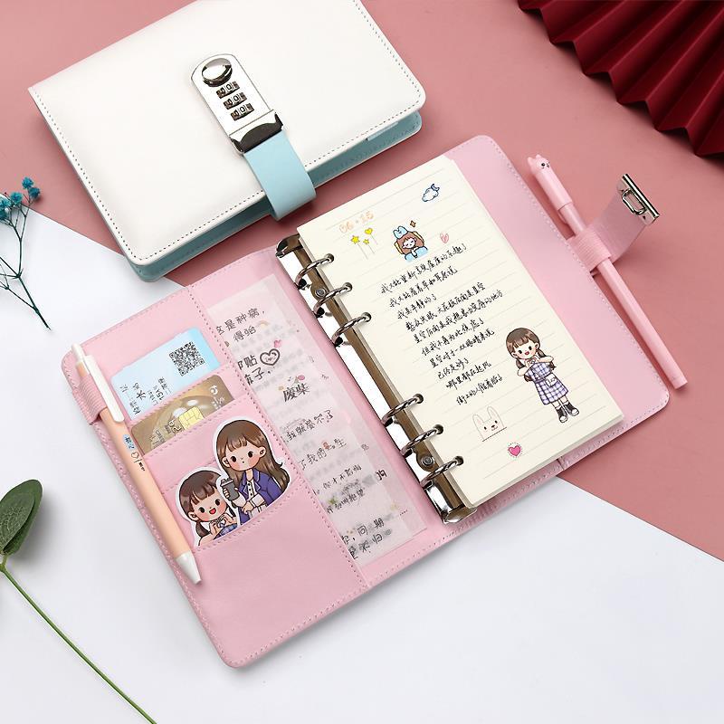 ❐Sera password lock buku pegangan multi-fungsional sabuk kunci diary notepad sederhana alat tulis siswa notebook