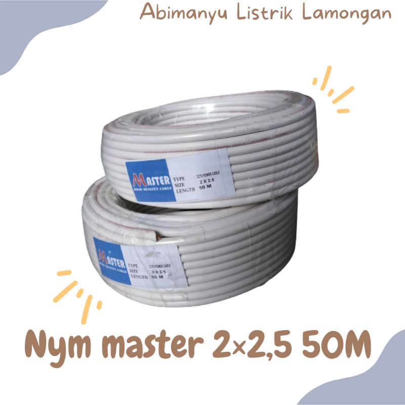 Kabel Nym Master 2×2,5 50 Meter Tembaga Kawat/Tembaga Campuran/Kabel Banci/Kabel Non SNI/Kabel Listrik/Kabel Audio/Kabel CCTV/Kabel Tembaga Campuran