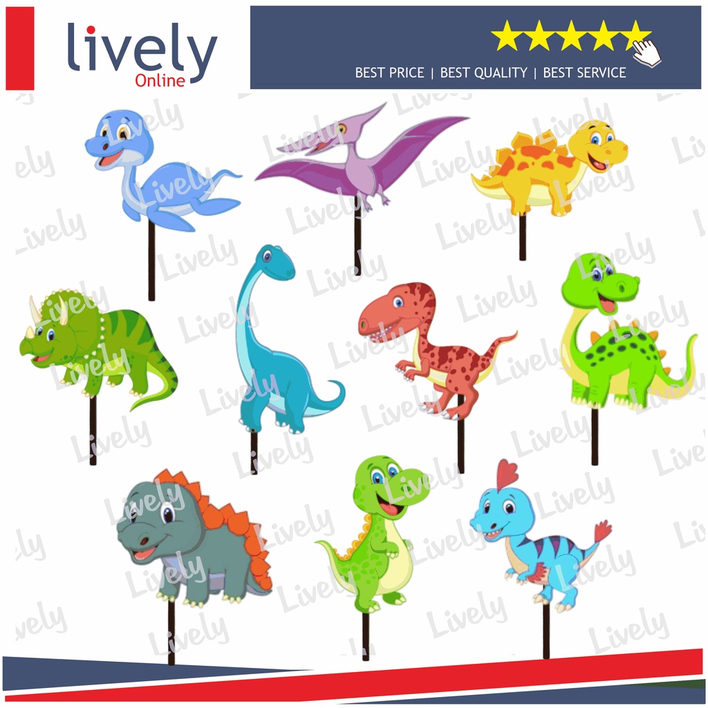 10 pcs Topper Hiasan Cupcake DINO